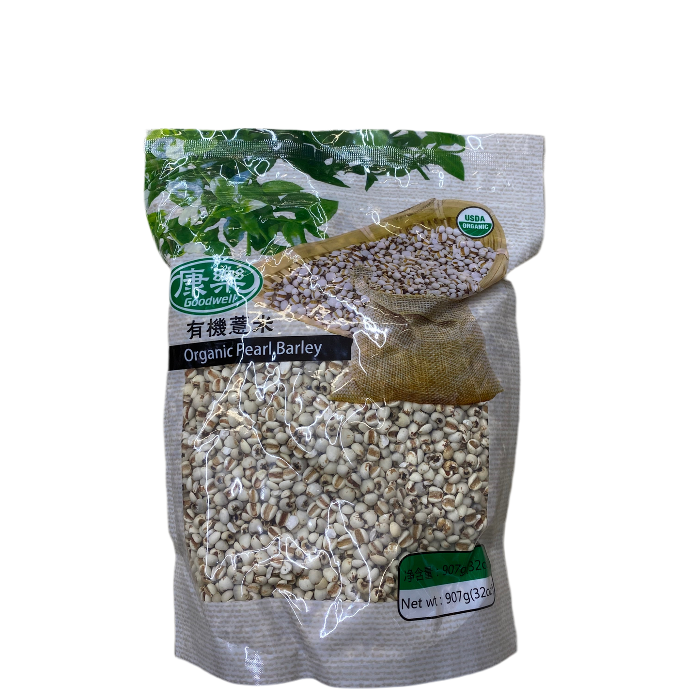 GOODWELL ORGANIC PEARL BARLEY 32OZ - 康乐有机薏米 907G