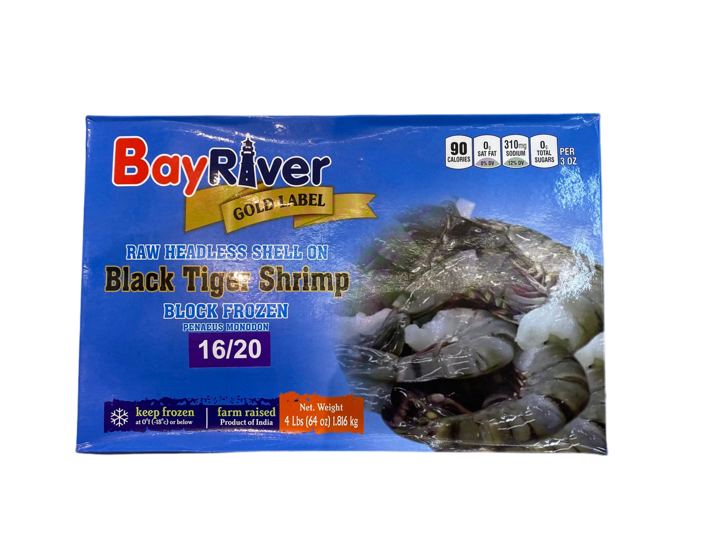 BAY RIVER 16/20 BLACK TIGER SHRIMP 4lb - 16/20 黑虎蝦4磅