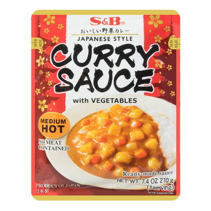 S&amp;B Microwavable Curry Sauce with Vegetables, Medium Hot - 日本咖哩醬中辣210g