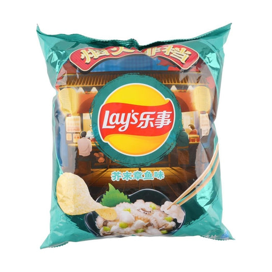 Lay's Potato Chips Wasabi Octopus Flavor - 大陆版Lay's乐事 烟火排档系列薯片 芥末章鱼味 135g