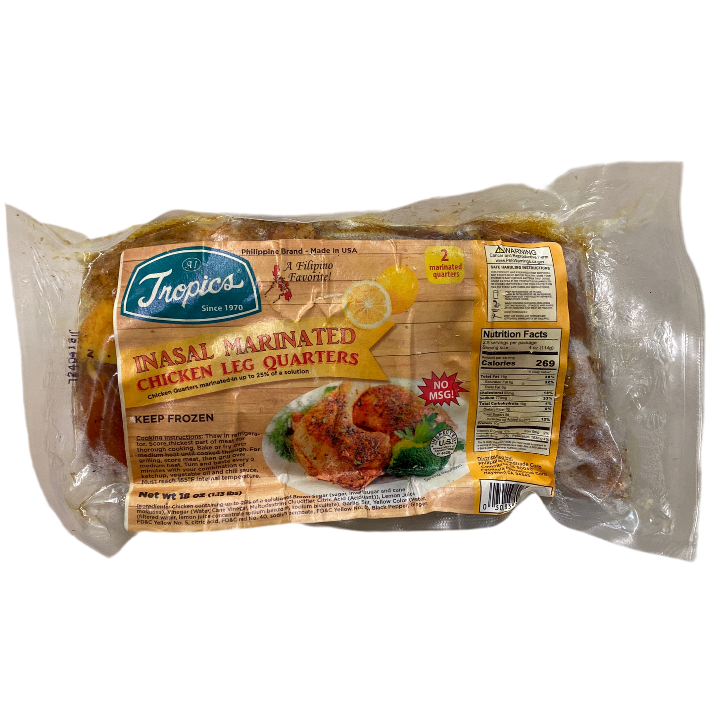 TROPICS Inasal Marinated Chicken Leg Quarters 18oz