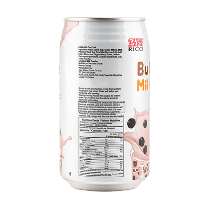 RICO Bubble Milk Tea Drink 12.3oz - 台灣RICO紅牌珍珠奶茶原味350ml