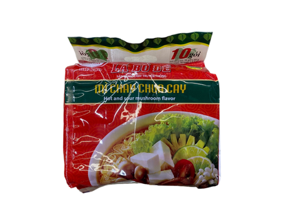 Binh Tay La Bo De Vegetarian Instant Noodles Hot and Sour Mushroom Flavor (Mì Chay Chua Cay Lá Bồ Đề) - Pack 10 - 越南方便面