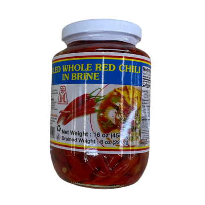 JHL Pickled Whole Red Chili in Brine - 一华牌 腌辣椒 16oz/454g