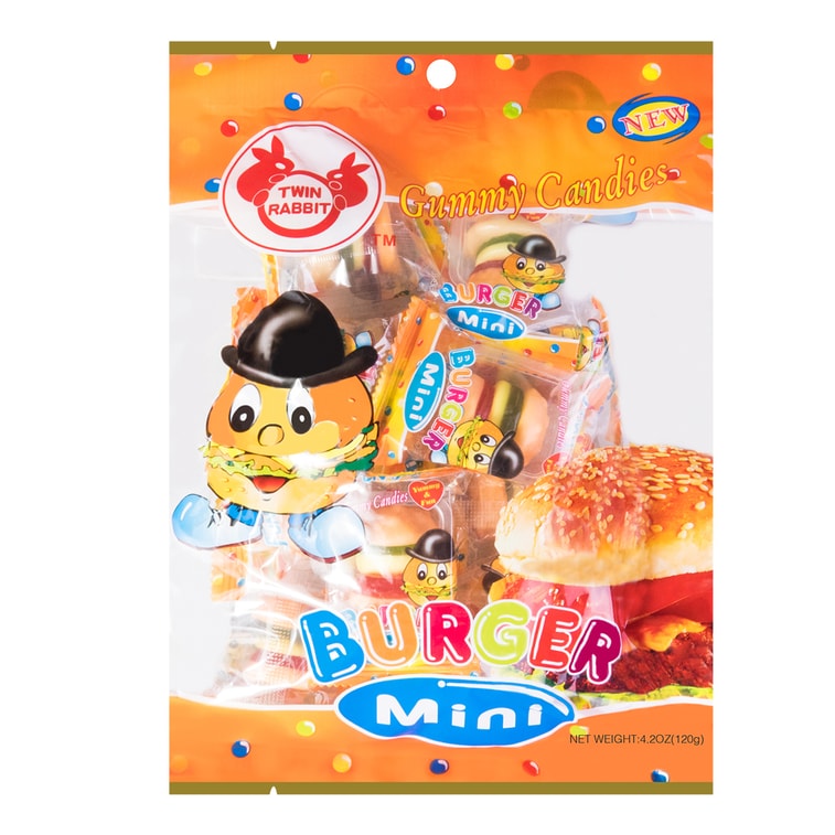 Jelly Gummy Candy Burger Mini Chew 120g - 双兔汉堡软糖 120g