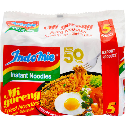 Indomie Indonesian Mi Goreng Instant Stir-Fried Noodles - Original Flavor 5 Packs - 印尼营多捞面 15oz/425g