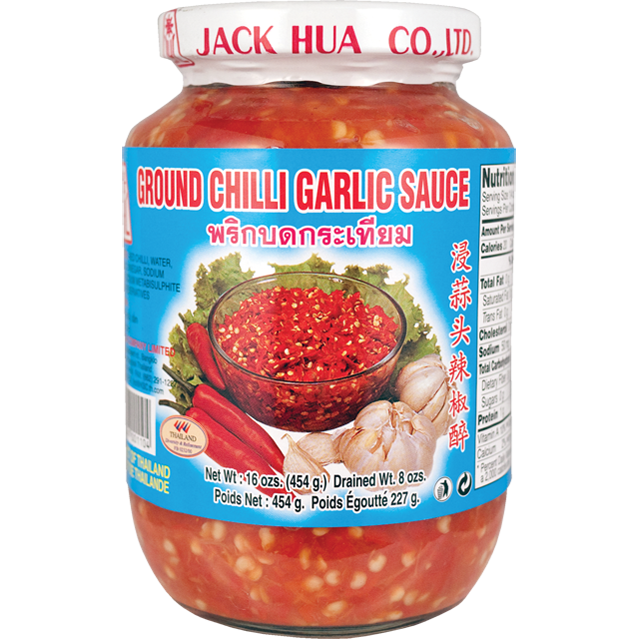 JHC RED CHILI SAUCE/GARLIC 16oz - 一华牌浸蒜头辣椒醉