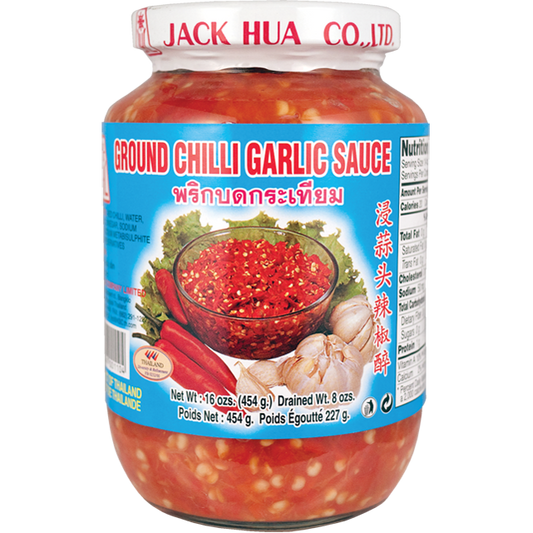 JHC RED CHILI SAUCE/GARLIC 16oz - 一华牌浸蒜头辣椒醉