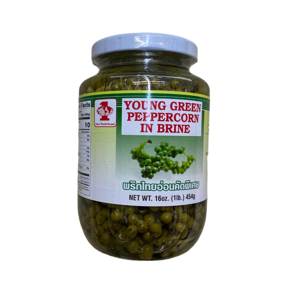 FIRST WORLD Young Green Pepper Corn in Brine - 第一世界 卤水藤椒 16oz/454g