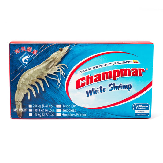 南美蝦皇16/20有頭白蝦4磅- Champmar White Shrimp 4lb - Size 16/20