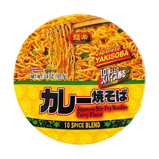 HIKARI Menraku Yakisoba Curry,3.80 oz - 日本面乐咖喱炒面日式炒拉面107.7g