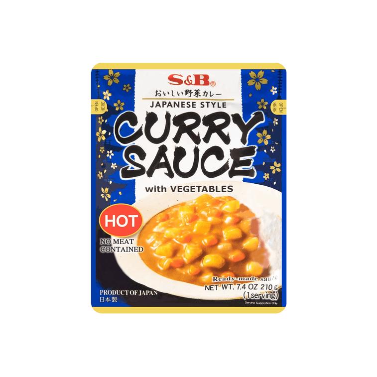 S&amp;B Microwavable Curry Sauce with Vegetables, Hot - 日本咖哩醬辣210g