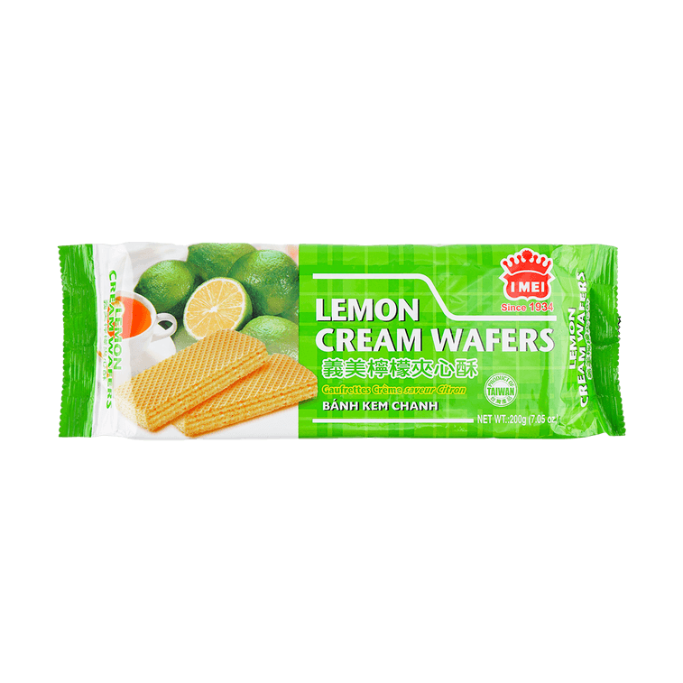 IMEI Cream Waffer 7.05 oz - 义美威化 柠檬/椰子/芝麻/草莓/花生/咖啡/巧克力 夹心酥 200g