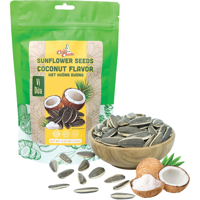 CHUON CHUON Sunflower Seeds Coconut Fl,4.58 oz - 越南CHUON CHUON 瓜子 葵花籽 椰子味 130g