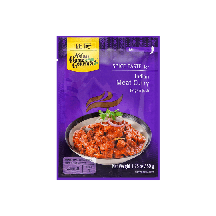 ASIAN HOME GOURMET Spice Paste for Indian Meat Curry Hot 50g - 泰国佳厨 印度肉酱咖喱 香辣味 50g