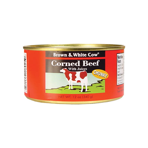 Brown & White Cow Corned Beef with juices 12oz / 340g -  咸牛肉