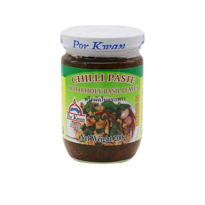 Por Kwan Chilli Paste with Holy Basil Leaves - 珀宽 甲抛辣酱 14.1oz/400g