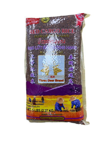 3 DEER BRAND THAI RED CARGO RICE 5 lb - 三鹿牌泰国红糙米 5磅