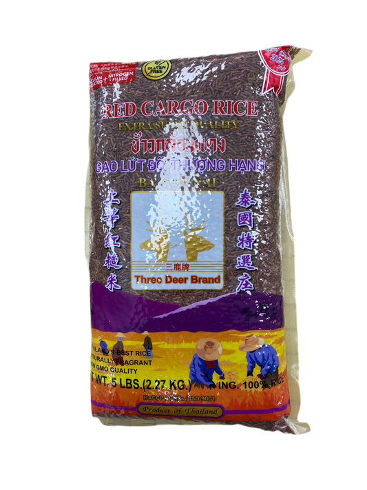 3 DEER BRAND THAI RED CARGO RICE 5 lb - 三鹿牌泰国红糙米 5磅