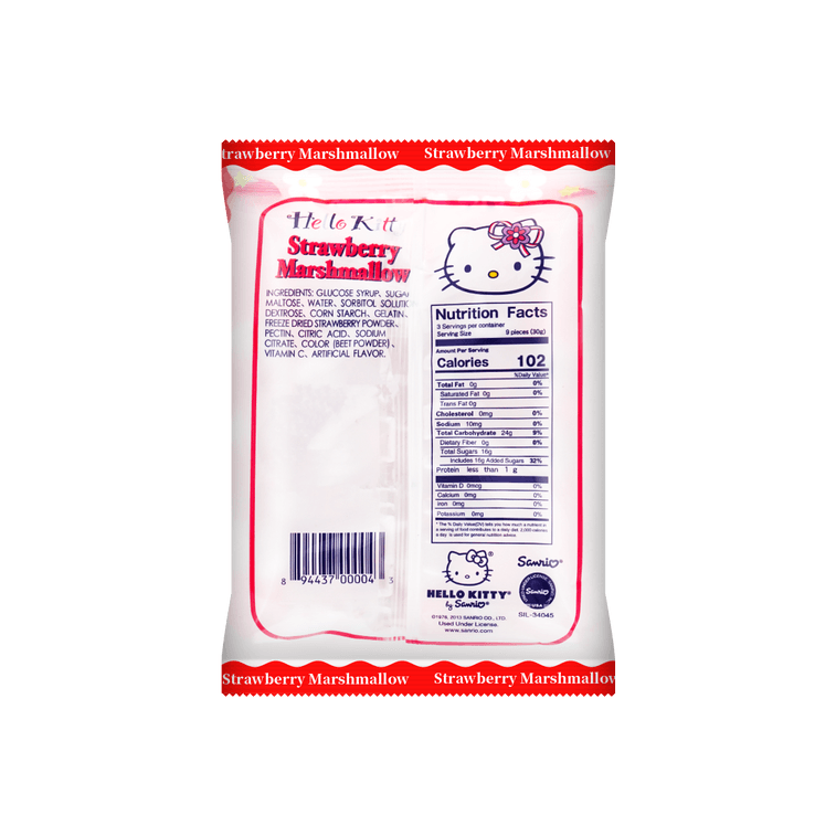 Hello Kitty Strawberry Marshmallows, Japanese Candy Filled with Strawberry Jelly, 3.17oz - 日本EIWA HELLO KITTY草莓口味棉花糖 90g