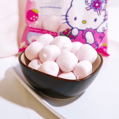 Hello Kitty Strawberry Marshmallows, Japanese Candy Filled with Strawberry Jelly, 3.17oz - 日本EIWA HELLO KITTY草莓口味棉花糖 90g