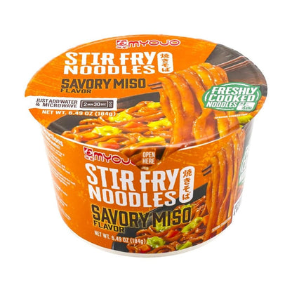 MYOJO Bowl Stir Fry Ramen Miso 6.49 oz - 日本 明星 味噌炒面 碗装 184g