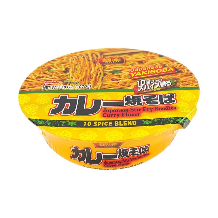 HIKARI Menraku Yakisoba Curry,3.80 oz - 日本面乐咖喱炒面日式炒拉面107.7g