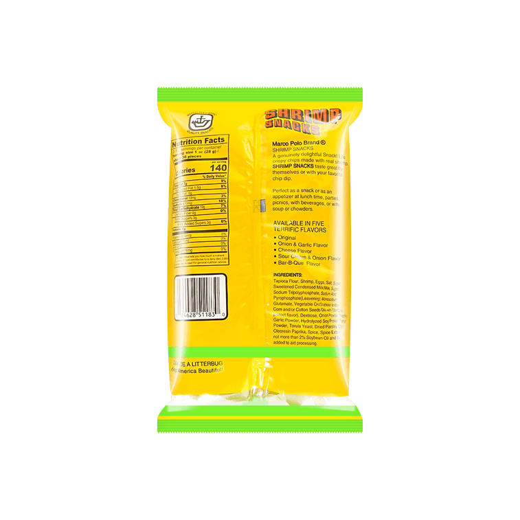 marco polo Shrimp Chips Onion and Garlic Flavor 2.5 oz - 美国马可波罗 虾片 洋葱蒜香口味 71g