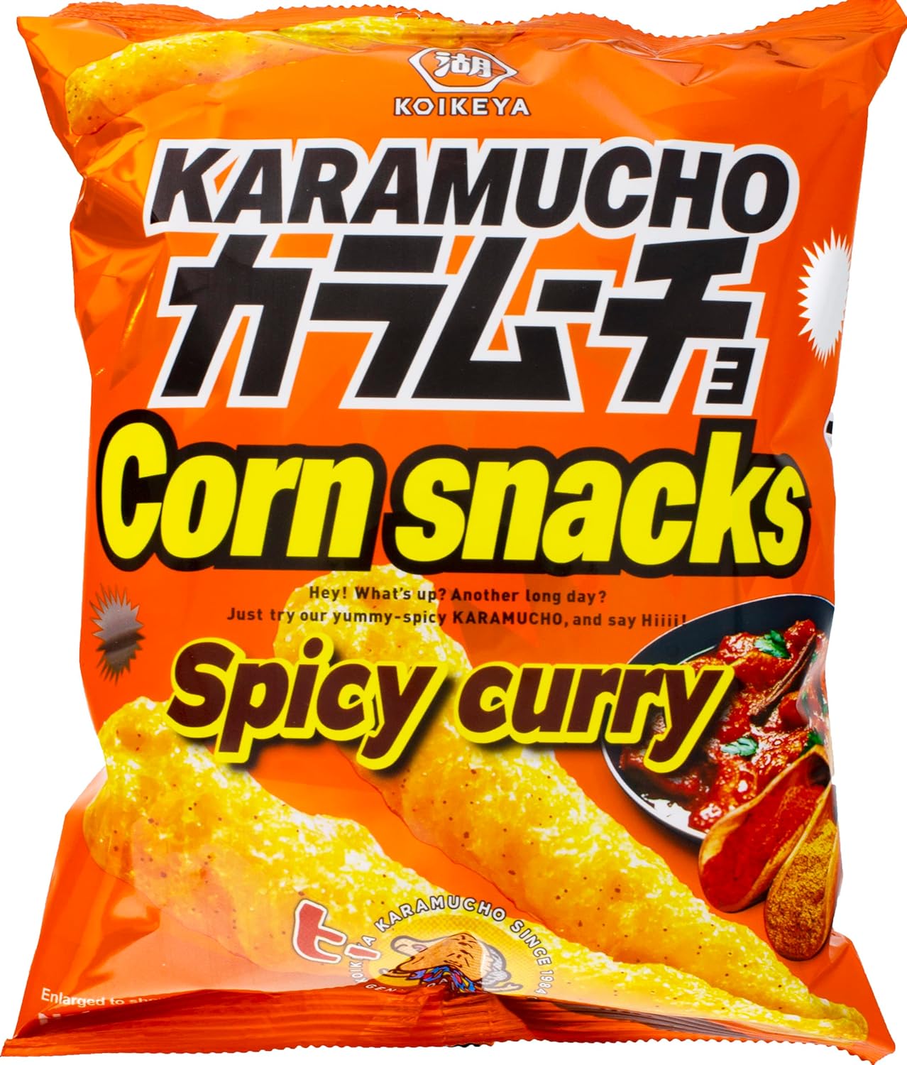 KOIKEYA Karamucho Corn Spicy Curry 2.29oz - 日本湖池屋玉米脆捲薯條薯條香辣咖哩味65g