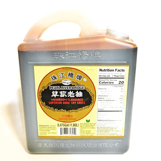 MUSHROOM FLAVORED SUPERIOR DARK SOY SAUCE  - 珠江桥牌草菇老抽 1.8L