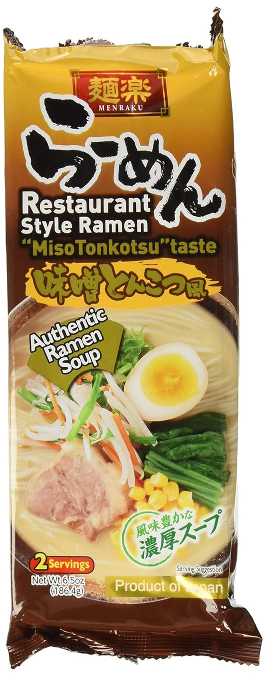 Hikari Menraku Tonkotsu Ramen Noodles, Miso, 6.5 Ounce