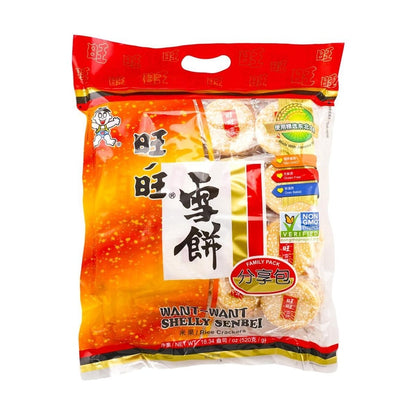 Want Want Shelly Senbei Rice Crackers Family Pack 18.34oz - 旺旺雪餅膨化米果分享裝520 g