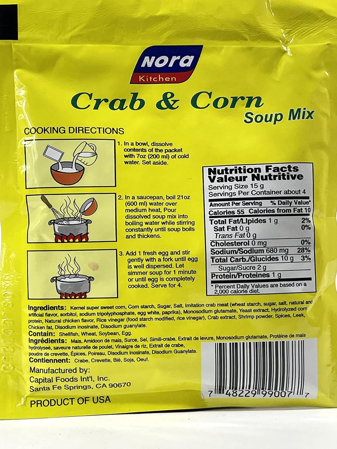 Nora Kitchen Soup Mix (Crab &amp; Corn Soup - Add one egg) 2.12oz/60g