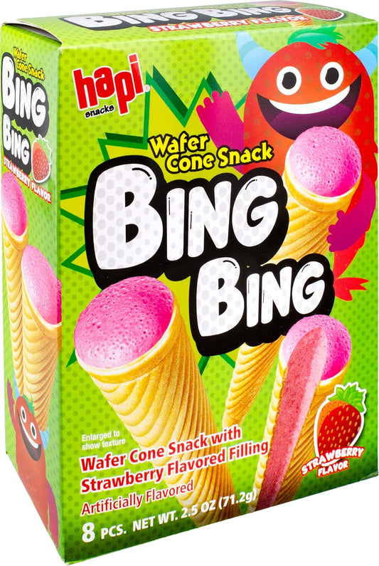 Hapi Bing Bing Cone Snack with Strawberry Flavored Filling, 2.5 Ounce - 草莓脆筒 71.2 g