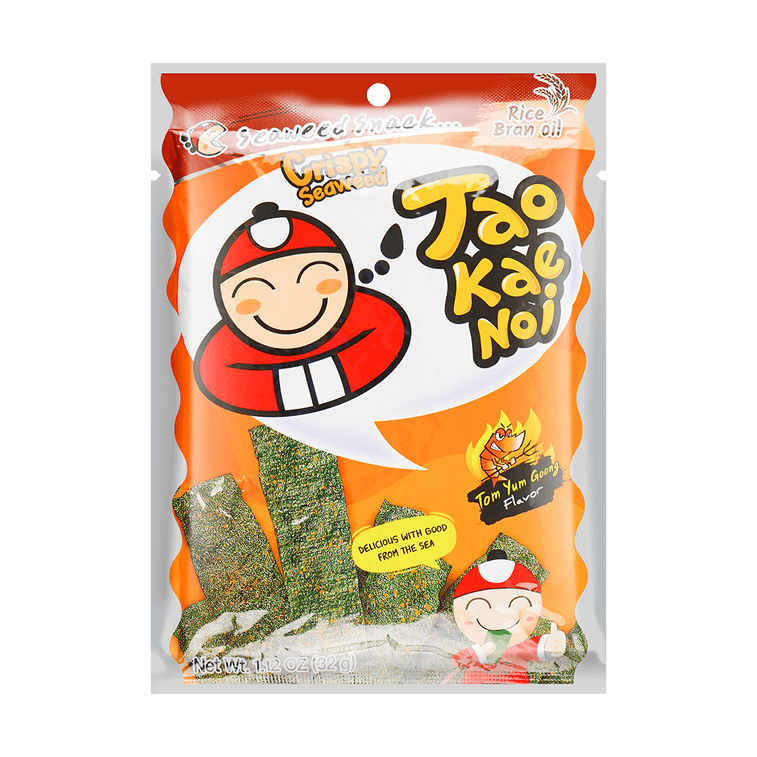 TAO KAE NOI Crispy Seaweed Tom Yum Flavor - 泰國小老闆厚片脆海苔冬陰功味32g