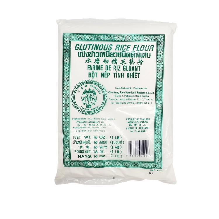 ERAWAN GLUTINOUS RICE FLOUR  16oz*24bags - 三象牌 水磨白糯米粉 1箱