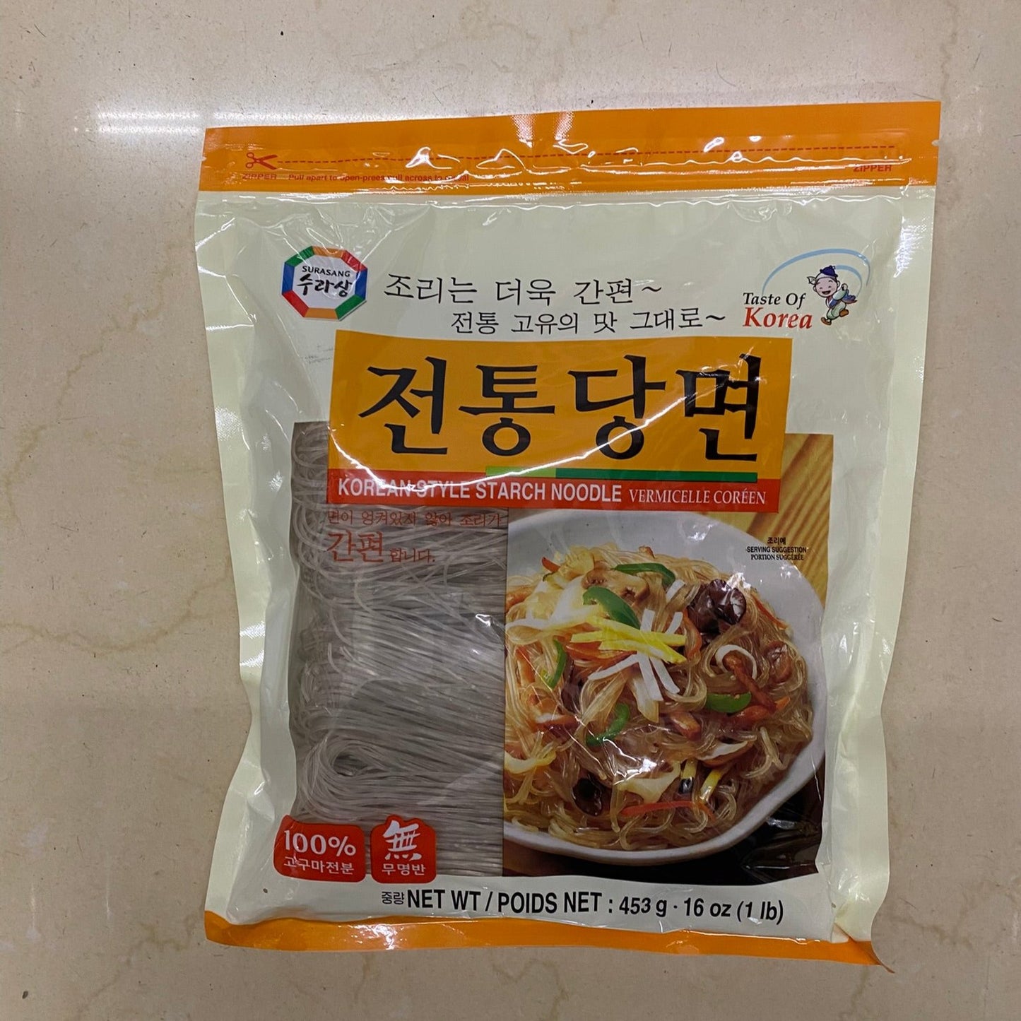 Surasang Sweet Potato Starch Noodle 16 oz - 韓式粉紅條