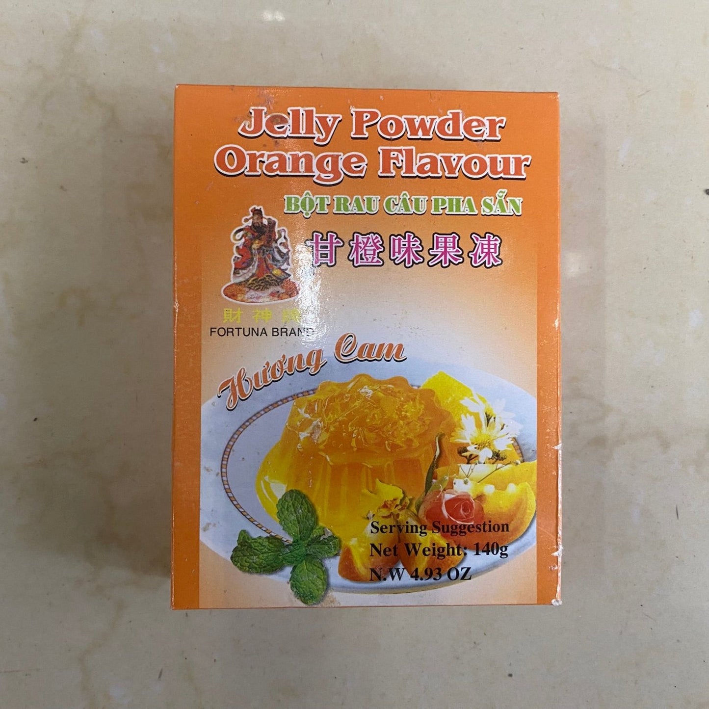 Jelly Powder Orange Flavour  BOT RAU CAU PHA SAN 4.93oz - 财神牌甘橙味果冻粉