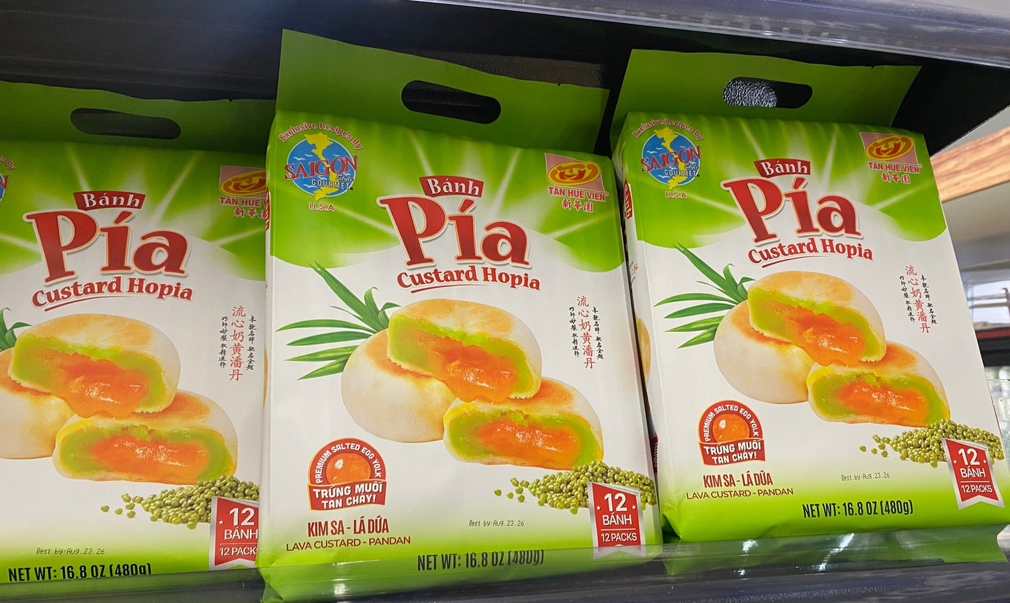 Tan Hue Vien Banh Pia Pia Cake Classic Hopia Cake Tan Hue Vien Saigon Gourmet, Multiple Flavors, 16.8 Oz - 新華園PIA榴槤酥皮餅480g