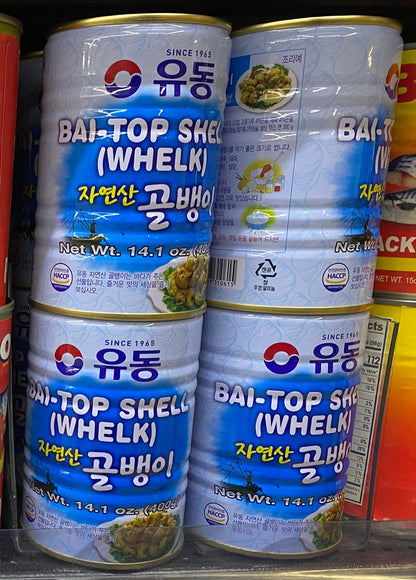 YooDong Korean Canned Bai Top Shell/ Cockle 유동골뱅이/왕꼬막9.87oz - Yoodong 螺肉罐頭400 克