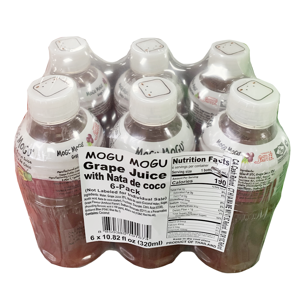 MOGUMOGU 果粒饮料6瓶装 - 葡萄汁 （6*320ML）