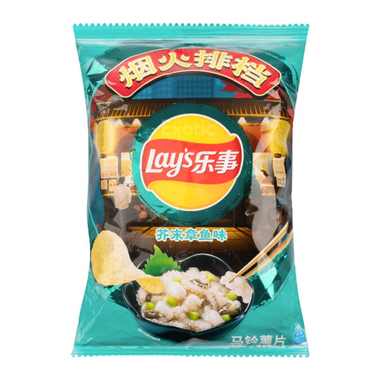 Lay's Potato Chips Wasabi Octopus Flavor - 大陆版Lay's乐事 烟火排档系列薯片 芥末章鱼味 70g