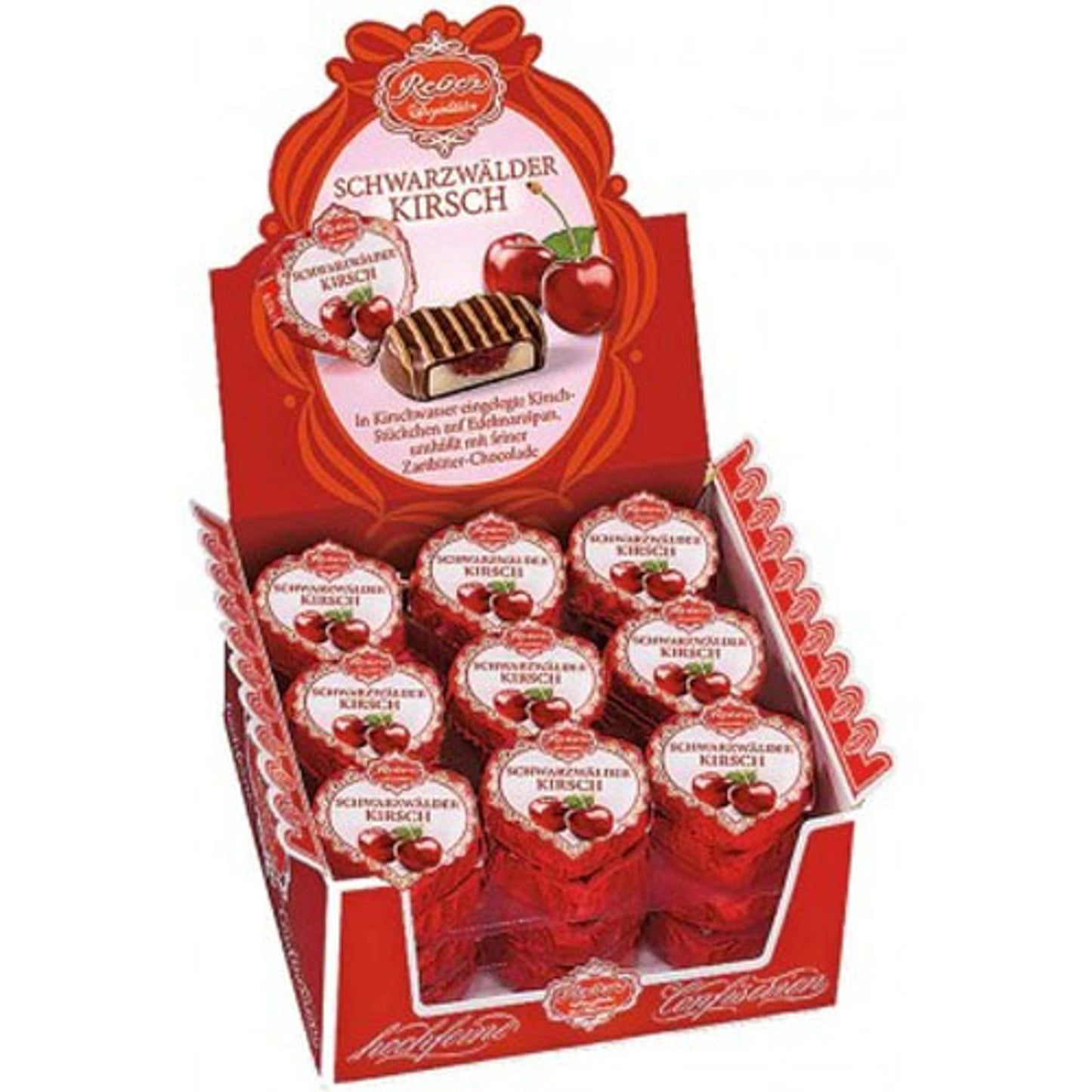 Reber Black Forest Chocolate Marzipan Hearts with Cherry Brandy, 1.1 oz - 德国樱桃夹心巧克力