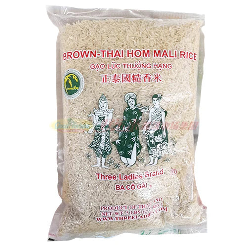 三個女人牌正泰國糙香米5 磅- Three Ladies Brown-Thai Hom Mali Rice 5 Lbs