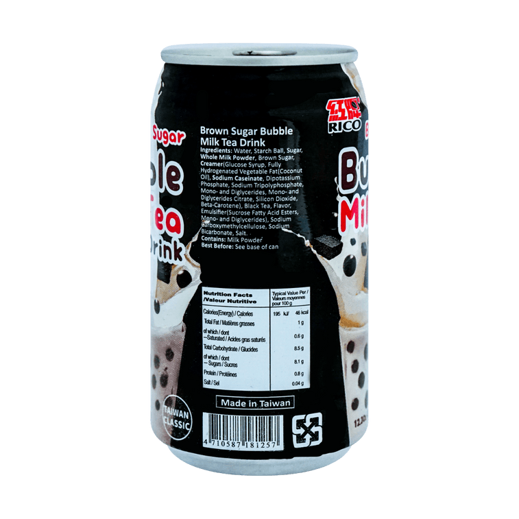 RICO Bubble Milk Tea Drink 12.3oz - 台灣RICO紅牌珍珠奶茶黑糖350ml