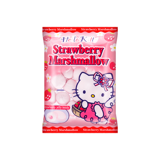 Hello Kitty Strawberry Marshmallows, Japanese Candy Filled with Strawberry Jelly, 3.17oz - 日本EIWA HELLO KITTY草莓口味棉花糖 90g