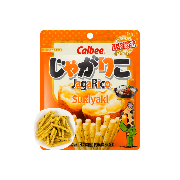 Calbee日本CALBEE卡乐比JAGARICO 土豆脆棒薯条寿喜烧风味52g