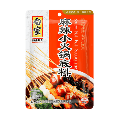 BAIJIA Spicy Mala Sichuan Hot Pot Soup Base, 7.05oz - 白家 麻辣小火锅 中辣 200g