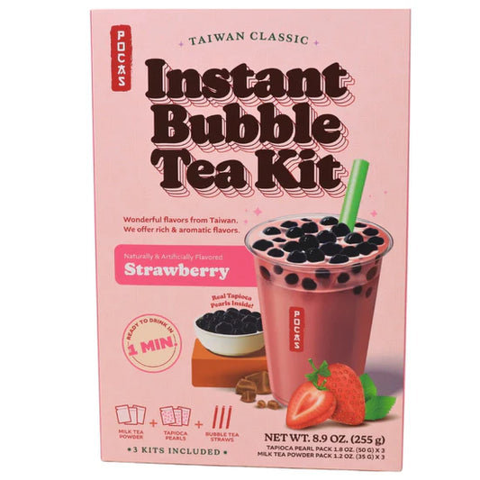 *POCAS* INSTANT BUBBLE TEA DIY KIT/ STRAWBERRY 3PK - 草莓速溶珍珠奶茶 3份装 255g