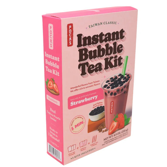 *POCAS* INSTANT BUBBLE TEA DIY KIT/ STRAWBERRY 3PK - 草莓速溶珍珠奶茶 3份装 255g